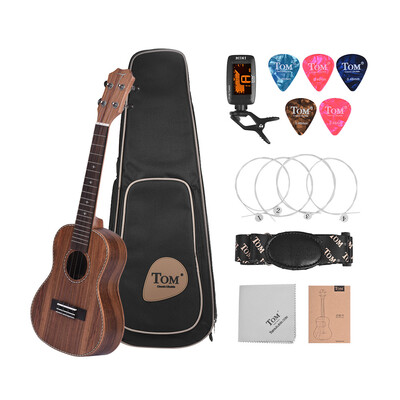 

TOM TUC-700 23" Acoustic Concert Ukulele Ukelele Uke Kit Acacia Wood with Carrying Bag Uke Strap Strings Clip-on Tuner Cleaning Cl