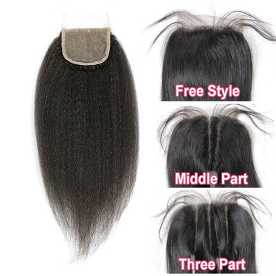 

Lace top closure 44" Kinky Straight Human hair medium brown Swiss lace