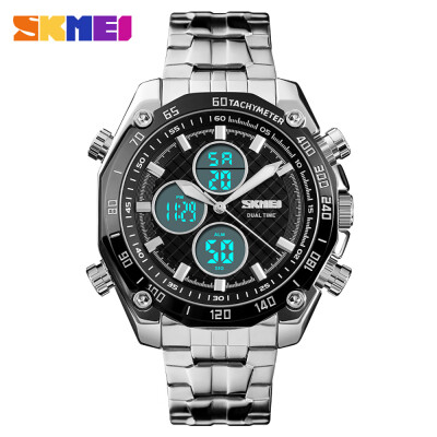 

SKMEI 1302 Men Quartz 2 Time Chrono Watches Stopwatch Analog Digital Display Wristwatch 3ATM Waterproof Fashion Casual Backlight