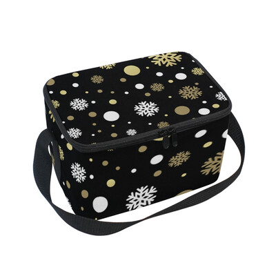 

ALAZA Lunch Box Insulated Snowflakes And Circles Lunch Bag Large Cooler Tote Bagfor Men Women