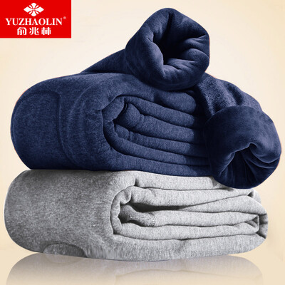 

Yu Zhaolin YUZHAOLIN warm pants mens plus velvet thick color spinning wool knee pads long pants mens single piece warm pants mens light gray