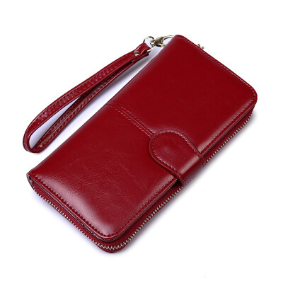 

LKX Long Womens Leather Wallet High-performance Clutch Womens Zipper Wallet Female Mini Coin Pocket Card Money Clip