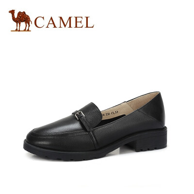 

Camel CAMEL Womens Retro Modern Leather Word with Buckle Sets Foot Shoes A91896604 Black 38