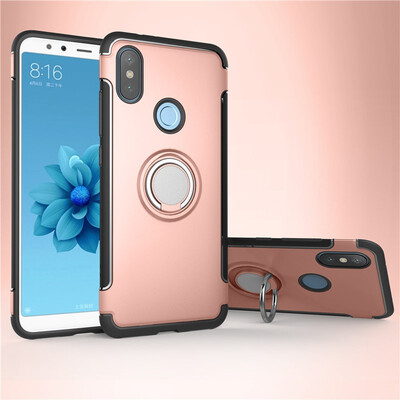 

Back Cover For Xiaomi Mi A2 Mi 6X Case Car Holder Stand Hard PC Silicon Ring Suction Bracket Celulars