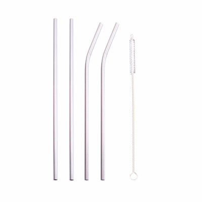 

STRUST 4PCSSET 6x215MM Reusable Drinking Straw 304 Stainless Steel Food Grade Straw with Cleaner Brush Bar Accessory