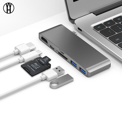 

WH T6 Type-C to 6 in 1 HUB with HDMI for Apple MacBook Hub USB Converter