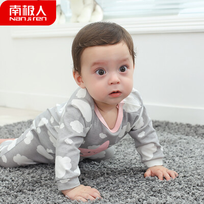

Antarctic Nanjiren baby clothes baby spring clothes newborn baby onesies baby girl children out climbing clothes cloud stars - light powder 80