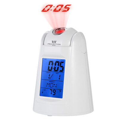 

Digital LED Blue Backlight Sound Control Alarm Clock Desktop Calendar Thermometer Clock with Ceiling Projection Hourly Chime S