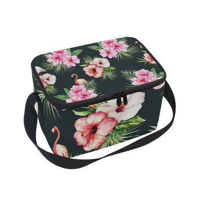 

Lunch Box Insulated Lunch Bag Large Cooler Beautiful Flowers And Swan Tote Bagfor Kids Men Women