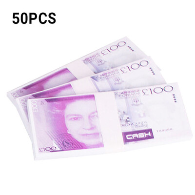 

50Pcs Realistic Fake Play Money Pounds Euro Notes Training Collect Learning Banknote Double-Sided Printing for Movie Advertising
