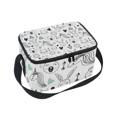 

ALAZA Lunch Box Insulated Cat And Unicorn Lunch Bag Large Cooler Tote Bagfor Men Women