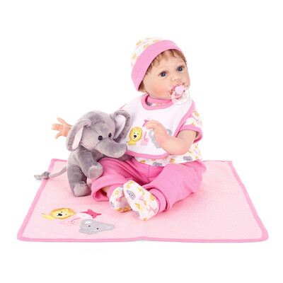

Reborn Baby Doll 22 inch Cloth Body Lifelike Toddler Doll Play House Toy Gift With Princess Dress