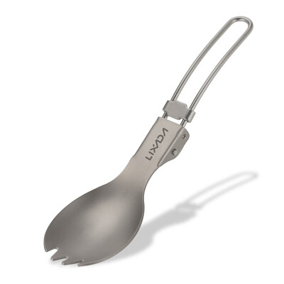 

Lixada Titanium Folding Spork Lightweight Outdoor Dinner Spork Flatware for Travel Camping Backpacking