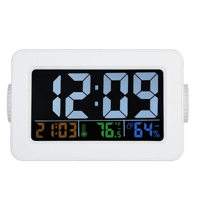

LCD ℃℉ Digital Thermometer Hygrometer Clock Temperature Humidity Meter Alarm Clock Snooze Backlight Color Screen Display
