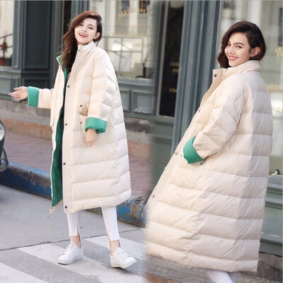 

White duck down jacket female long section fashion womens winter jacket 90256