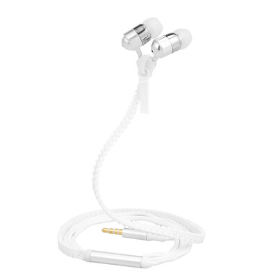 

35mm Wired Headphones In-ear Music Earphone Metal Zipper Headset Earbuds Hands-free with Microphone