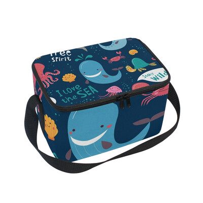 

ALAZA Insulated Lunch Box Sea World Lunch Bag for Men Women Portable Tote Bag Cooler Bag