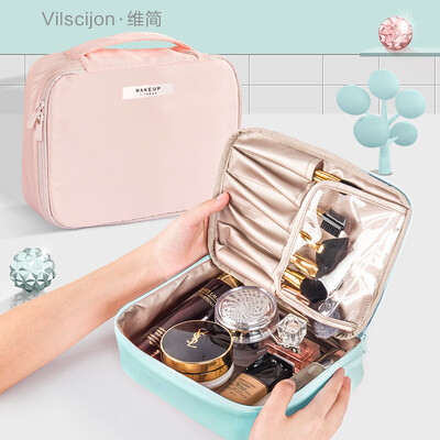 

Vilscijon Victorian Korean cosmetic bag portable cosmetic storage bag multi-function travel storage bag wash bag small pink 2605
