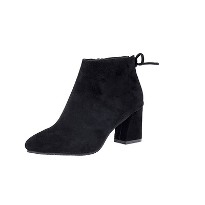 

Booties womens thick heel&bare boots single boots autumn&winter new frosted zipper high heels Martin boots pointed boots