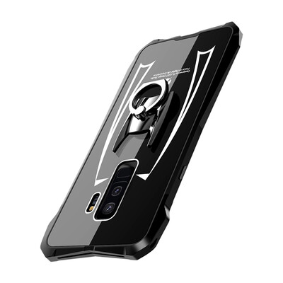 

Luxury Bumper Case For Samsung Galaxy S9 Plus Phone Metal Frame Glass Cover s Finger Ring Stand Holder For Samsung S9Plus Case