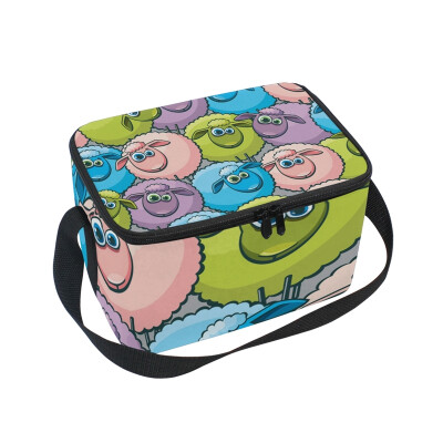 

ALAZA Lunch Box Insulated Lunch Bag Large Cooler Colorful Sheeps Tote Bag