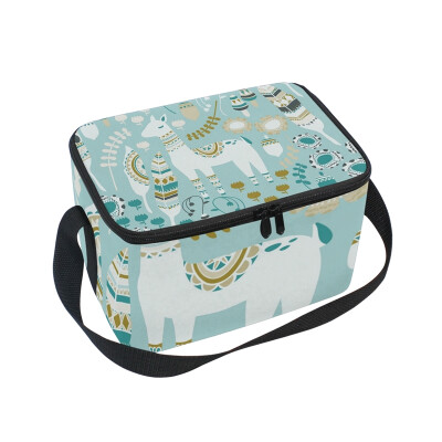 

ALAZA Insulated Lunch Box Fun Woodland Pattern With Deer Lunch Bag for Men Women Portable Tote Bag Cooler Bag