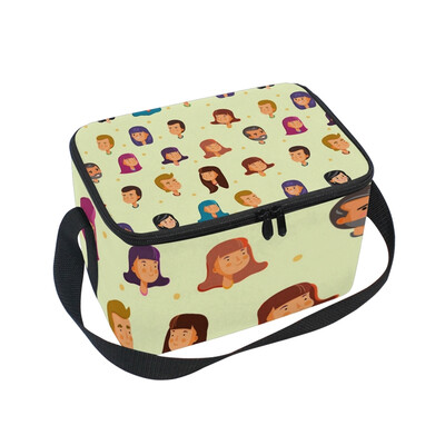 

Lunch Box Insulated Lunch Bag Large Cooler Cute Human Face Tote Bagfor Kids Men Women