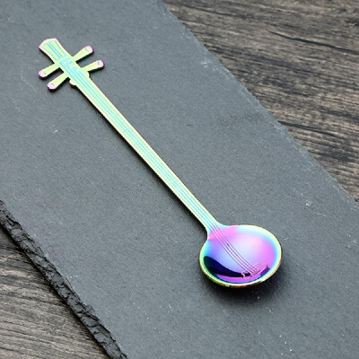 

Creative 304 Stainless Steel Spoon Musical Guitar Pattern Ice Cream Dessert Tea Coffee Party Small Gift Tableware