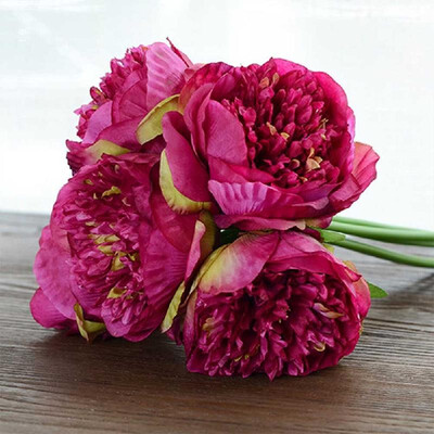 

European-style artificial flower hand tied five branch peony wedding hand-held floral fake flower living room indoor shopping mall
