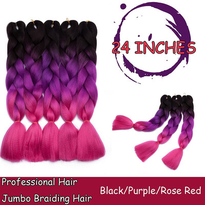 

24 Inches Braiding Hair Ombre for crochet Hair Weave with Synthetic&Twist Braiding Hair Extensions Dark black 100gpc