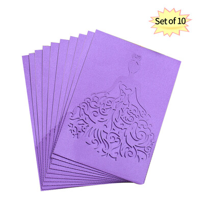 

10pcsset Wedding Invitation Cards Pearl Paper Hollow Bride Pattern Invitation Cards for Wedding Anniversary Engagement--White