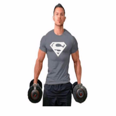 

Mens Fitness T-shirt Superman Cotton Sports Short Sleeves