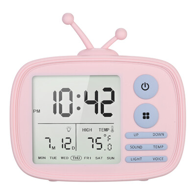 

USB Rechargeable TV Alarm Clock Sound-activated Backlight LCD TimeTemperatureDateWeek Display Alarm Clock with 3 Alarms & Snooz