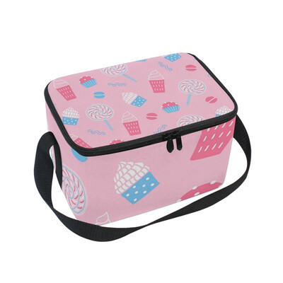 

ALAZA Pattern With Ice Cream Macaroon Lunch Box Insulated Lunch Bag Large Cooler Tote Bagfor Men Women