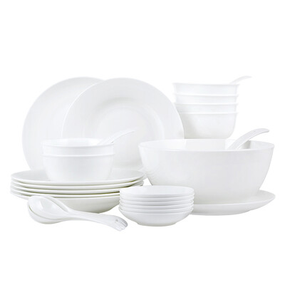 

Beijing Tokyo white moonlight-bone china series cutlery set bone china household dish can be used microwave oven 28 white
