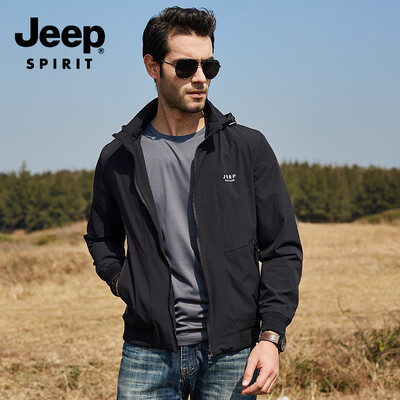 

JEEP Jeep Jacket Mens Spring&Autumn 2019 New Detachable Hooded Casual Mens Thin Jacket Top Mens JPL2679 Black XL
