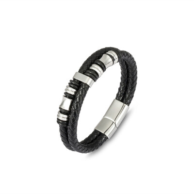 

Fashion Punk Rock Men Bracelet Titanium Stainless Steel Cuff Bracelet Braid Rope Wrist Chain Jewelry