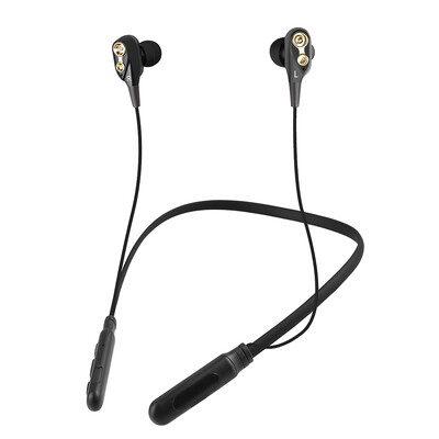 

Sports Bluetooth 50 Headphones Dual Moving Coil In-ear Headset Neckband Style Wireless Music Earphone Line Control Hands-free wit