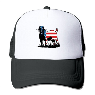

SHINENGST Colorrado boer Goat Flag Mesh Trucker CapsHats Adjustable For Unisex Black