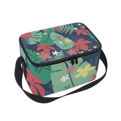 

ALAZA Lunch Box Insulated Lunch Bag Large Cooler Tote Bag Tropical Leaves Background for Men Women Girls Boys