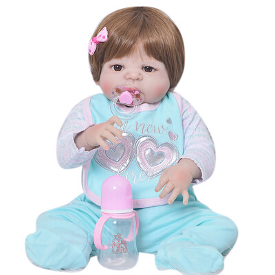 

Fashion 23 Realistic Reborn Doll Silicone Full Body Lifelike Girl Babies Doll Wear Princess Dress Baby Toys For Kids Xmas Gift