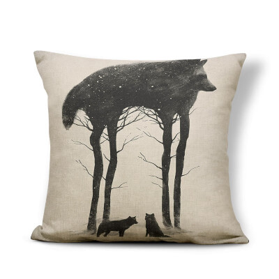 

Animal Wolf Cushion Cover Word Flowers Pillowcase Fox Chic Car Nap Mat Geometry Stripe Throw Pillows Koala Red 4545 Linen Photo