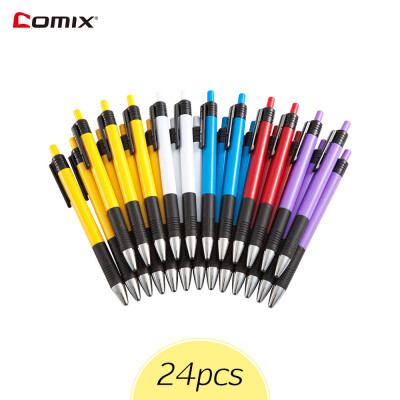 

COMIX BP104R Ballpoint Pen Office Student Blue Ink Ball Pens 07mm 24 Pieces Random Color