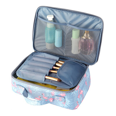 

Flamingo Beautician Cosmetic Case Double Zipper Women Travel Organizer Waterproof Portable Large Capacity Storage Bag Makeup Bags