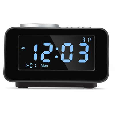 

Desktop Wireless Bluetooth Speakers Alarm Clock FM Radio USB Charging Port U Disk TF Card MP3 Player Line In Built-in Thermometer