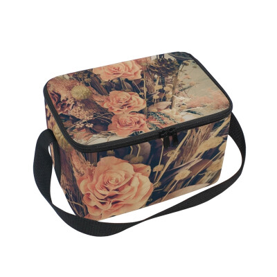 

ALAZA Lunch Box Insulated Lunch Bag Large Cooler Tote Bag Romantic Flowers for Men Women Girls Boys