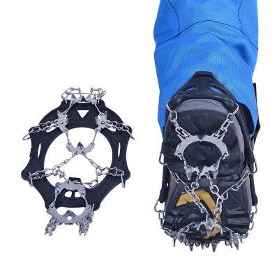 

19 Crampons Antiskid Shoe Covers Outdoor Climbing Tooth Silicone Mountaineering Stainless Steel Chain Hobnail Ice Catch