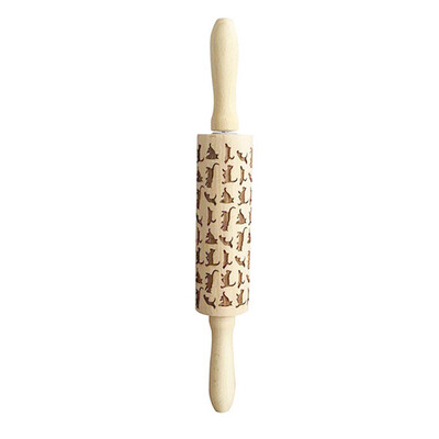 

Christmas Snowflake Cat Wooden Rolling Pin Embossing Baking Cookies Noodle Biscuit Fondant Cake Dough Patterned Roller 4 5 43