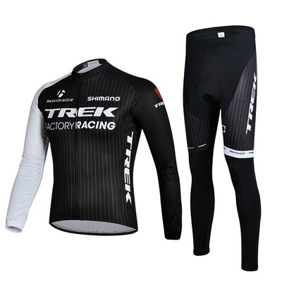 

UCI 2018 pro team trek winter thermal fleece cycling jersey bicycle clothing set ropa ciclismo invierno bike jersey bib pants kit