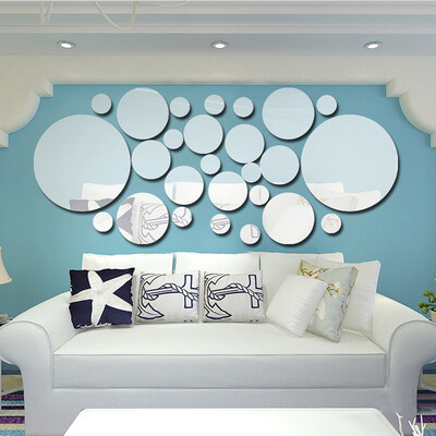 

26pcsset Acrylic Polka Dot Wall Mirror Stickers Room Bedroom Kitchen Bathroom Stick Decal Home Party Decoration Decor Art Mural S